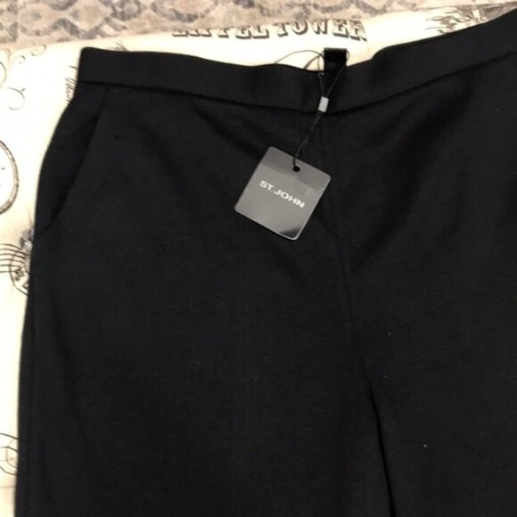 St. John Collection Milano Knit Side Slit Crop Pants - Picture 6 of 12